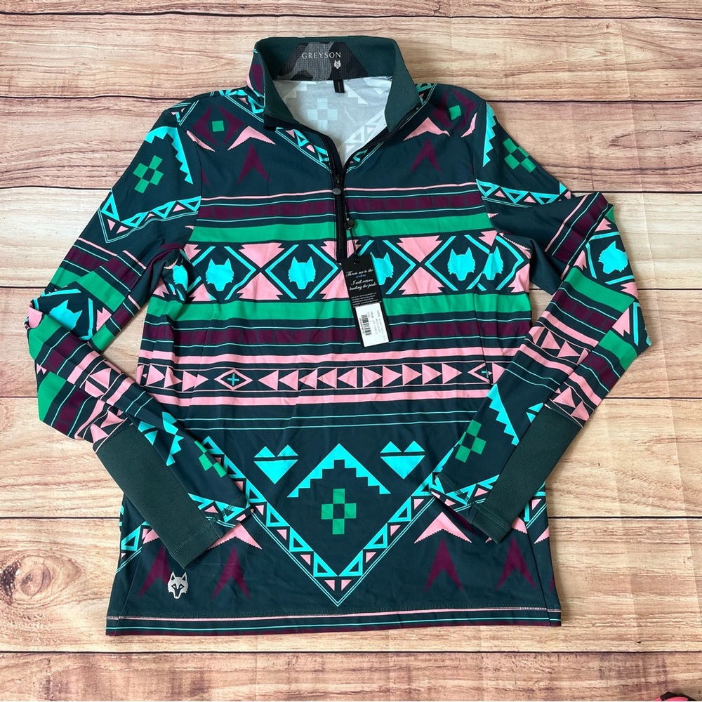 NWT Greyson Golf Pullover Sequoia Ghostwolf Print 1/4 Zip‎ Pullover Men’s Small
